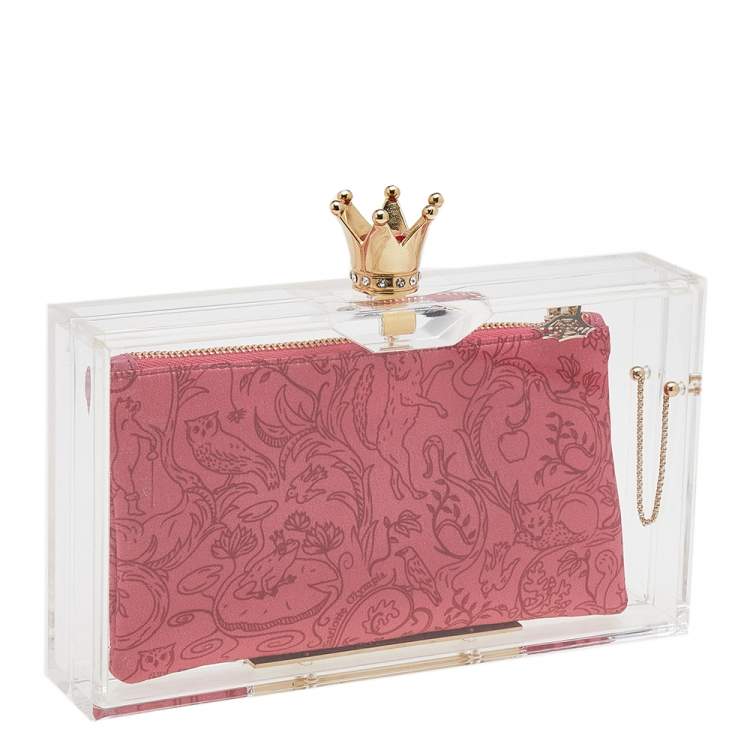Pre Owned Charlotte Olympia Clear Perspex Pandora Classic Box Clutch