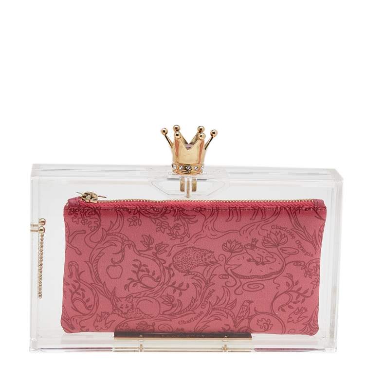 Pre Owned Charlotte Olympia Clear Perspex Pandora Classic Box Clutch