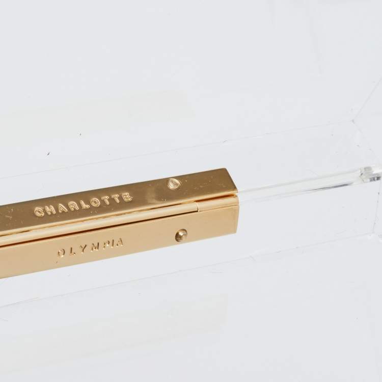 مملوكة مسبقًا Charlotte Olympia White Clear Perspex Box Clutch