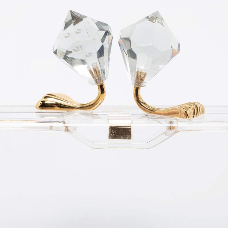 Pre Owned Charlotte Olympia White Clear Perspex Pandora Box Clutch