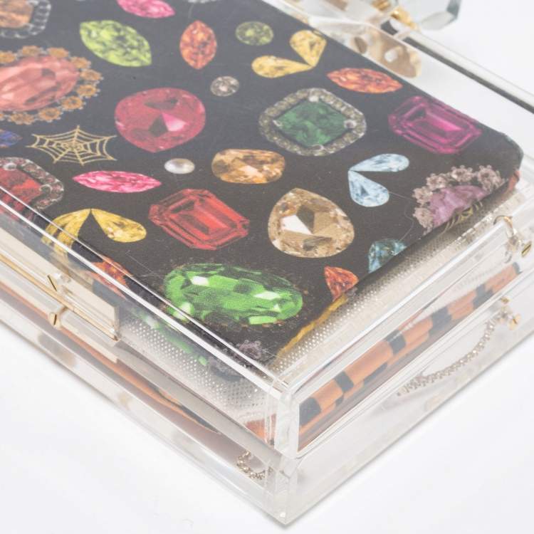 Pre Owned Charlotte Olympia White Clear Perspex Pandora Box Clutch