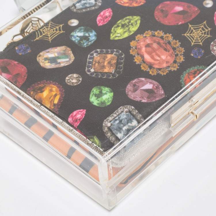 Pre Owned Charlotte Olympia White Clear Perspex Pandora Box Clutch