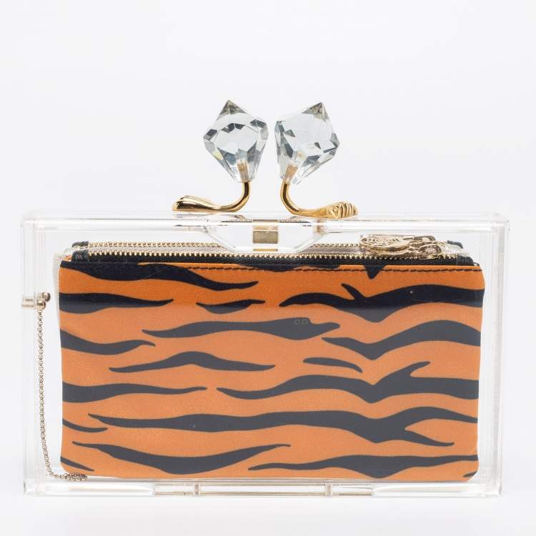 Pre Owned Charlotte Olympia White Clear Perspex Pandora Box Clutch