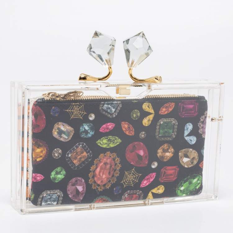 Pre Owned Charlotte Olympia White Clear Perspex Pandora Box Clutch