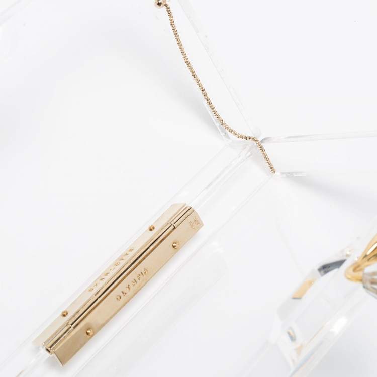 Pre Owned Charlotte Olympia White Clear Perspex Pandora Box Clutch