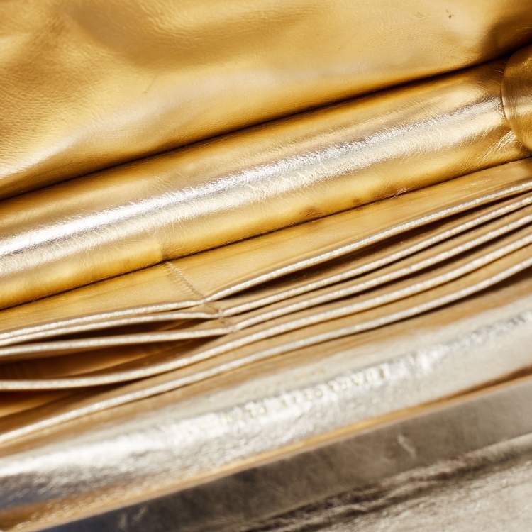 Pre Owned Charlotte Olympia Silver Leather Sequin Embellished Chain Clutch