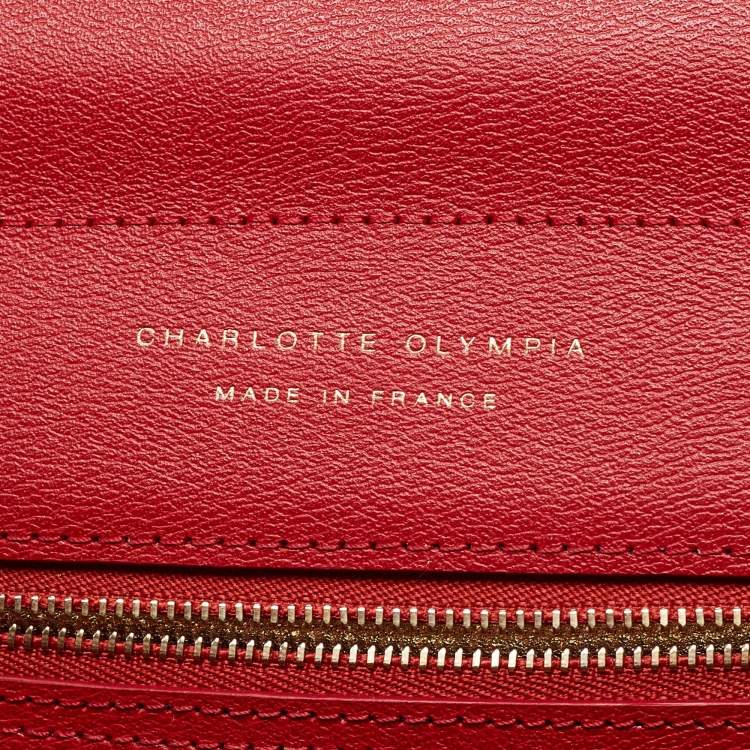 Pre Owned Charlotte Olympia Red Leather Bogart Top Handle Bag