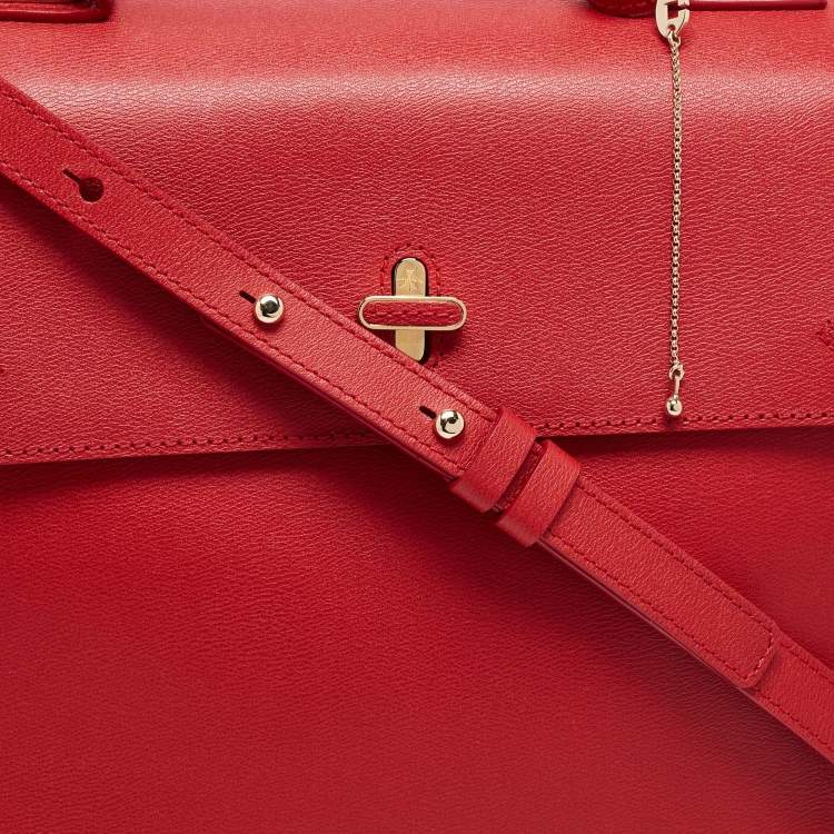 Pre Owned Charlotte Olympia Red Leather Bogart Top Handle Bag
