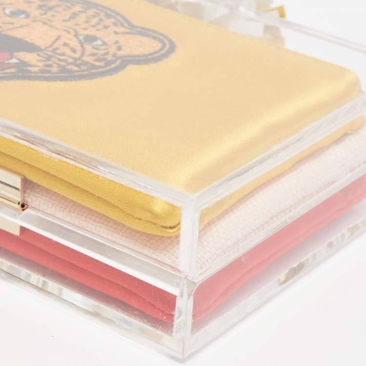 Pre Owned Charlotte Olympia Clear Perspex Pandora And Multicolor Pouches Classic Box Clutch