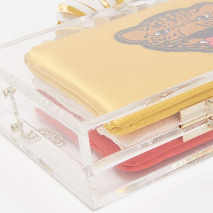 Pre Owned Charlotte Olympia Clear Perspex Pandora And Multicolor Pouches Classic Box Clutch
