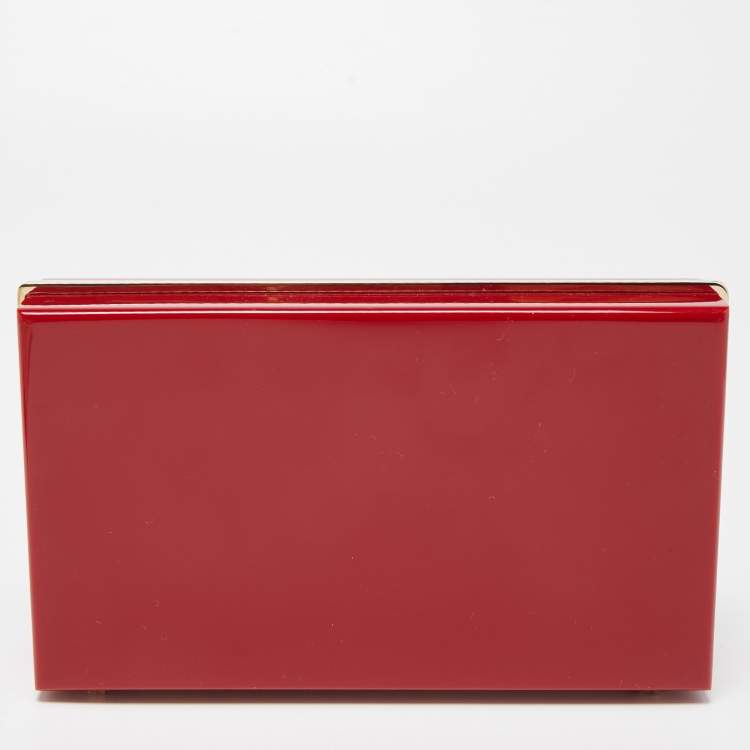 Pre Owned Charlotte Olympia Red Perspex Aries Zodiac Pandora Box Clutch 