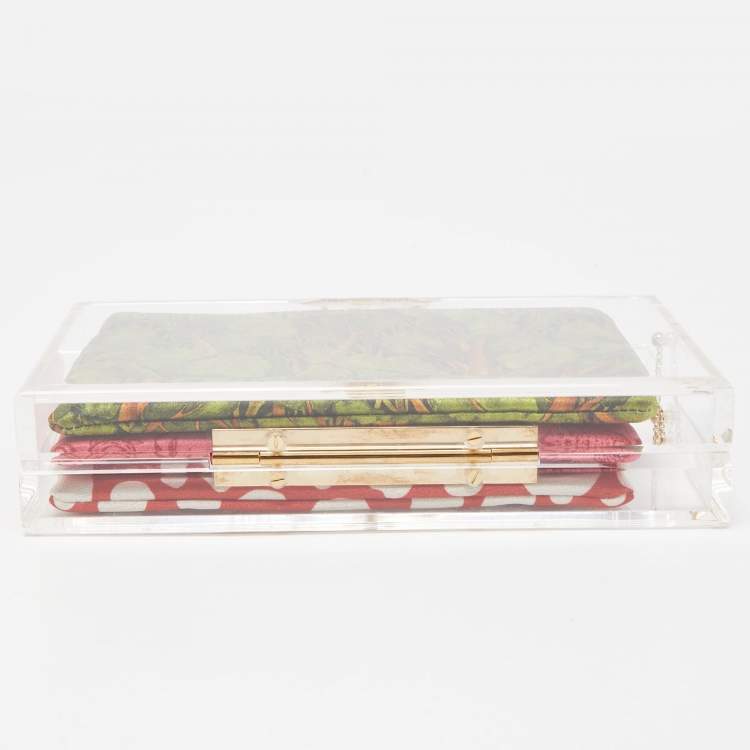 Pre Owned Charlotte Olympia Clear Perspex Pandora Royal Box Clutch