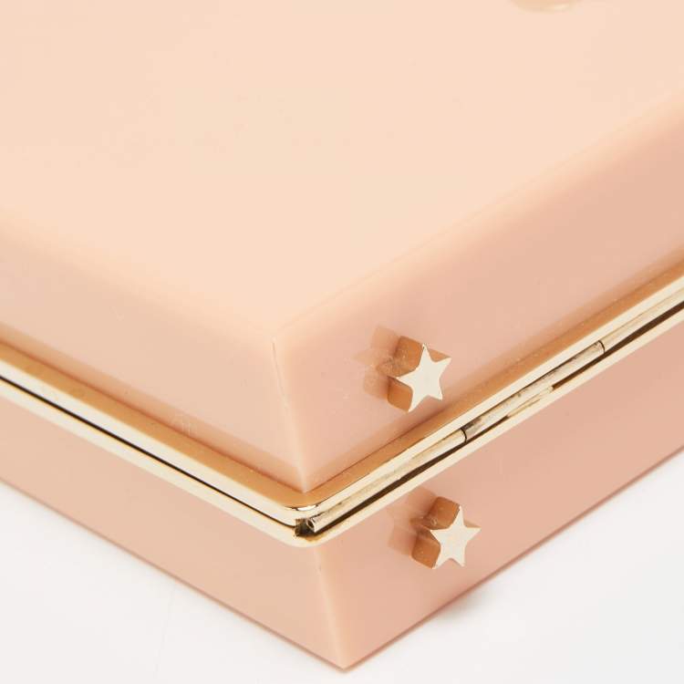 Pre Owned Charlotte Olympia Light Orange Perspex Cancer Zodiac Pandora Box Clutch 