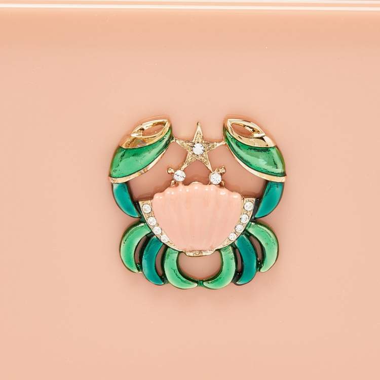 Pre Owned Charlotte Olympia Peach Perspex Cancer Zodiac Pandora Box Clutch