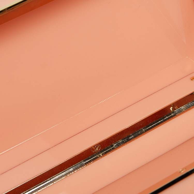 Pre Owned Charlotte Olympia Peach Perspex Cancer Zodiac Pandora Box Clutch