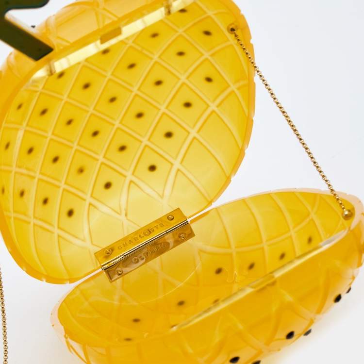 Pre Owned Charlotte Olympia Orange/Green Ana Pineapple Chain Shoulder Bag