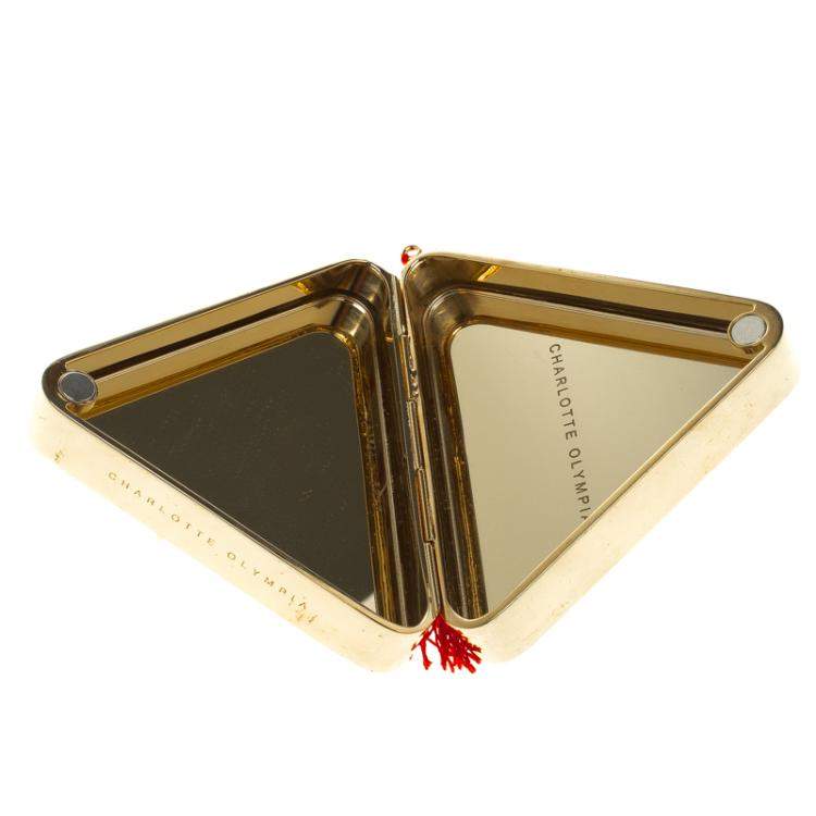 Pre Owned Charlotte Olympia Gold Metal Nacho Clutch