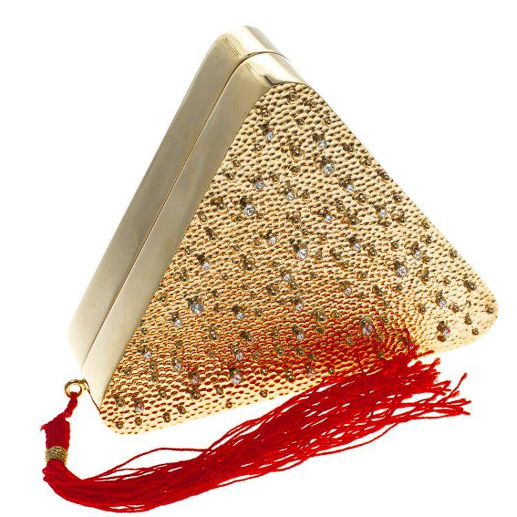 Pre Owned Charlotte Olympia Gold Metal Nacho Clutch