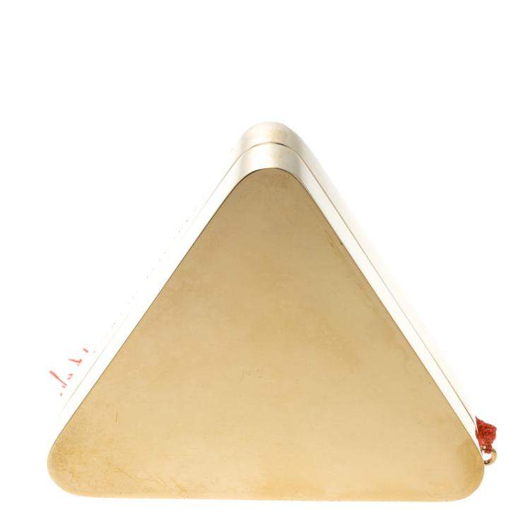 Pre Owned Charlotte Olympia Gold Metal Nacho Clutch