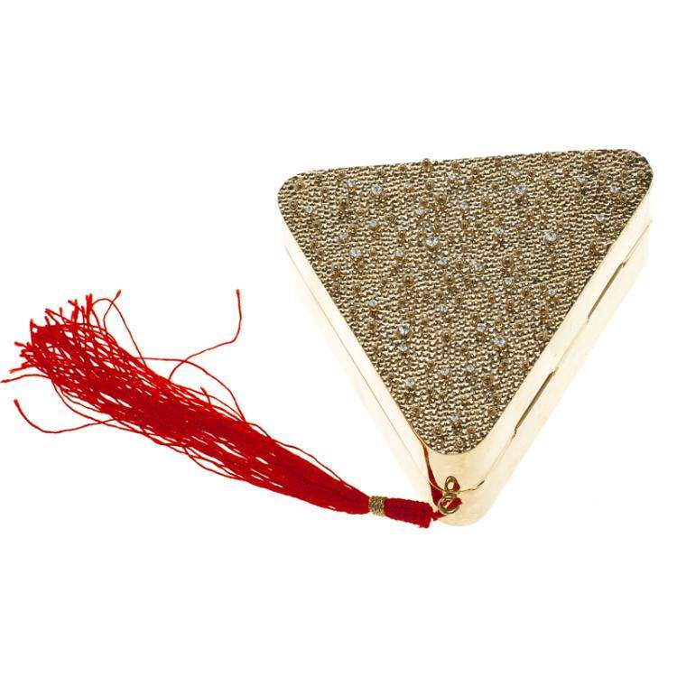Pre Owned Charlotte Olympia Gold Metal Nacho Clutch