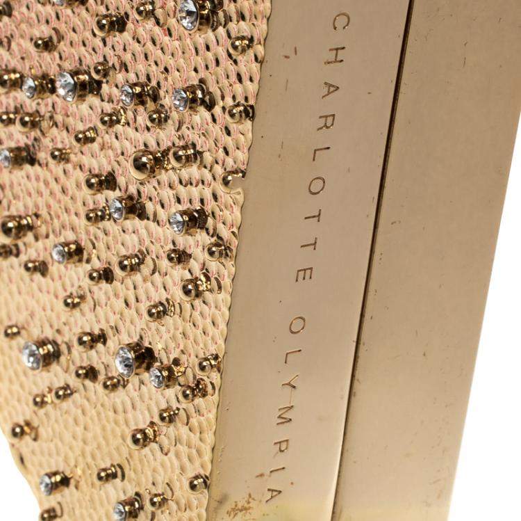 Pre Owned Charlotte Olympia Gold Metal Nacho Clutch