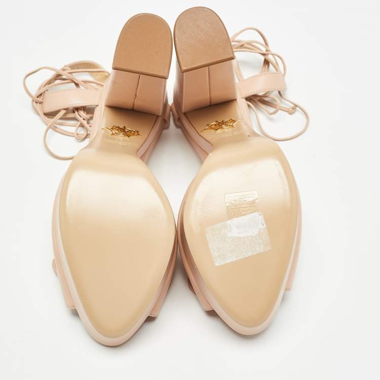 Pre Owned Charlotte Olympia Pink Leather Bow Platform Sandals Size 41