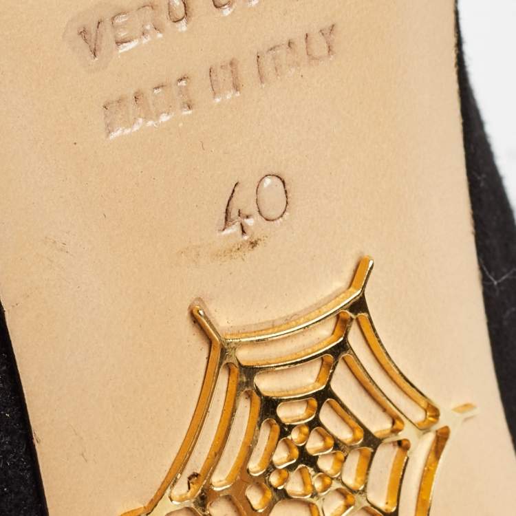 Pre Owned Charlotte Olympia Black Suede Platform Pumps Size 40