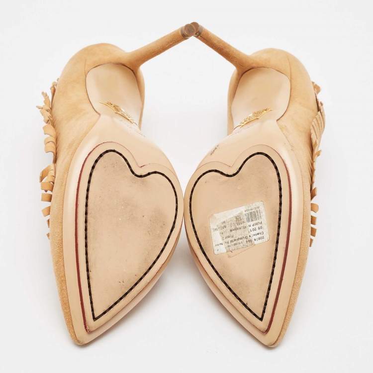 مملوكة مسبقًا Charlotte Olympia Brown Suede Fringe Pumps Size 40