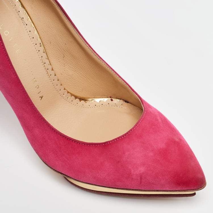 Pre Owned Charlotte Olympia Pink Suede Platform Pumps Size 36