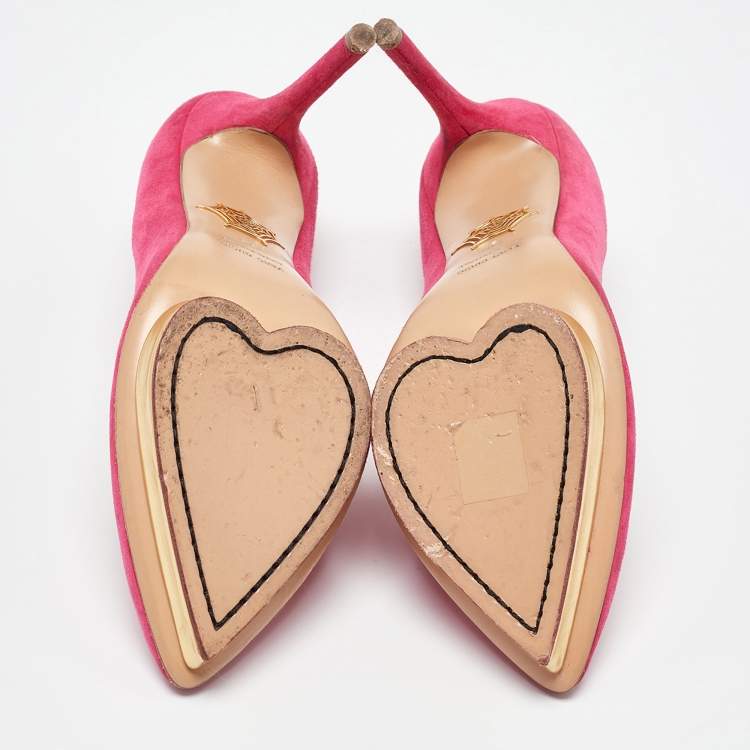 Pre Owned Charlotte Olympia Pink Suede Platform Pumps Size 36