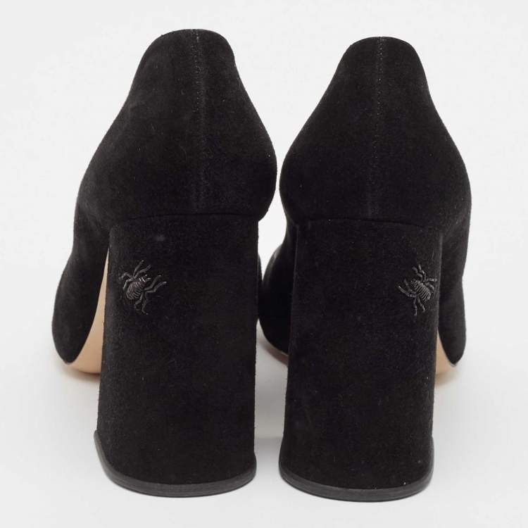 Pre Owned Charlotte Olympia Black Suede Block Heel Pumps Size 39