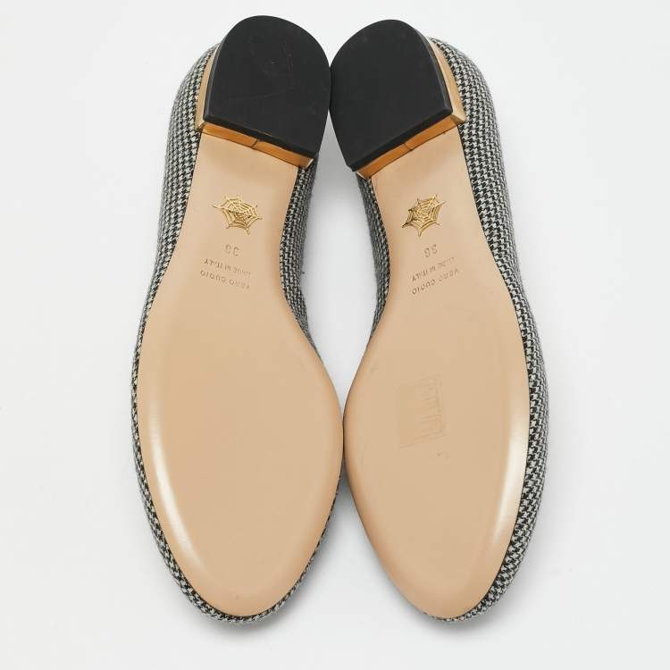 مملوكة مسبقًا Charlotte Olympia Grey Canvas Emoticats Smoking Slippers Size 38