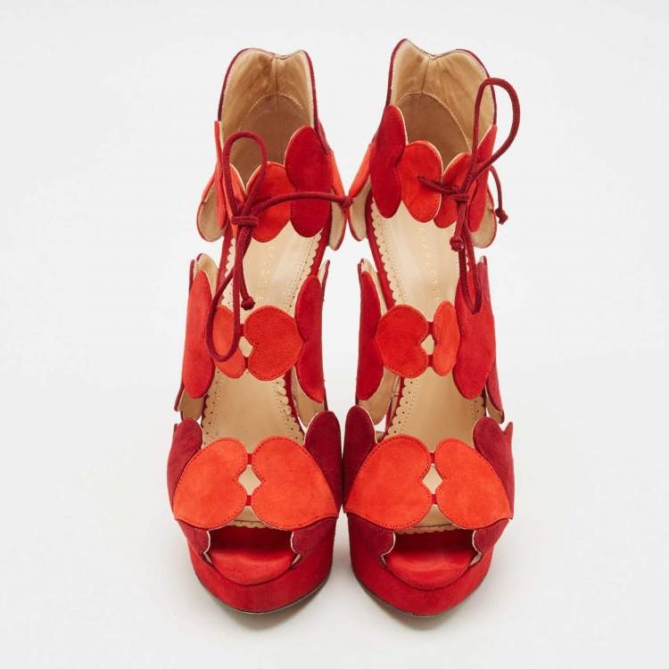 Pre Owned Charlotte Olympia Multicolor Suede Head Over Platform Sandals Size 39