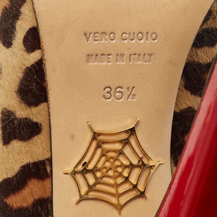 Pre Owned Charlotte Olympia Beige/Brown Calf Hair Polly Platform Pumps Size 36.5