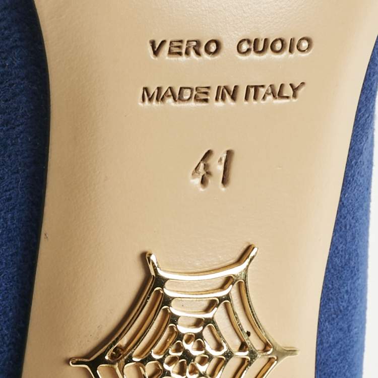 Pre Owned Charlotte Olympia Blue Suede Dolly Platform Pumps Size 41