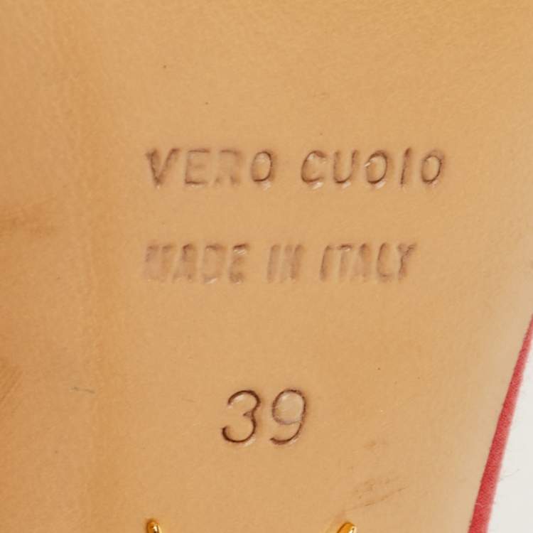 Pre Owned Charlotte Olympia Paloma Size 39 Red Satin Paloma Fan Pleat Platform Pumps