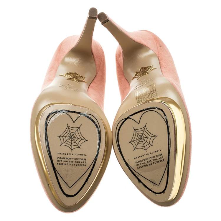 Pre Owned Charlotte Olympia Salmon Pink Suede Dolly Platform Pumps Size 39
