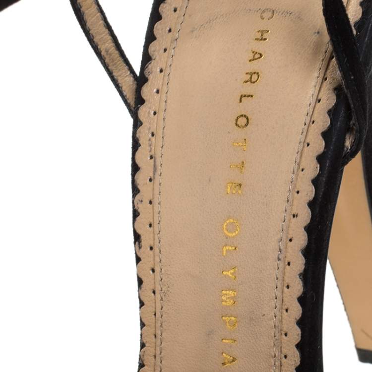 مملوكة مسبقًا Charlotte Olympia Brown Leopard Print Calf Hair Platform Ankle Strap Sandals Size 41