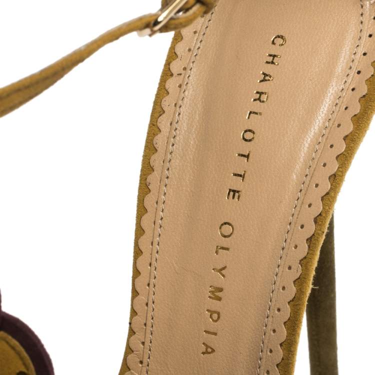 Pre Owned Charlotte Olympia Multicolor Suede Sunset Ankle Strap Platform Sandals Size 41