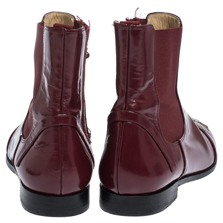 Pre Owned Charlotte Olympia Red Leather Kitty Ankle Boots Size 36