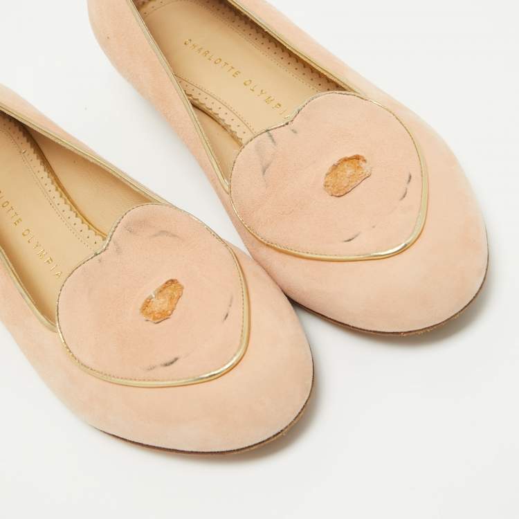 Pre Owned Charlotte Olympia Pink Suede Cancer Smoking Slippers Size 39