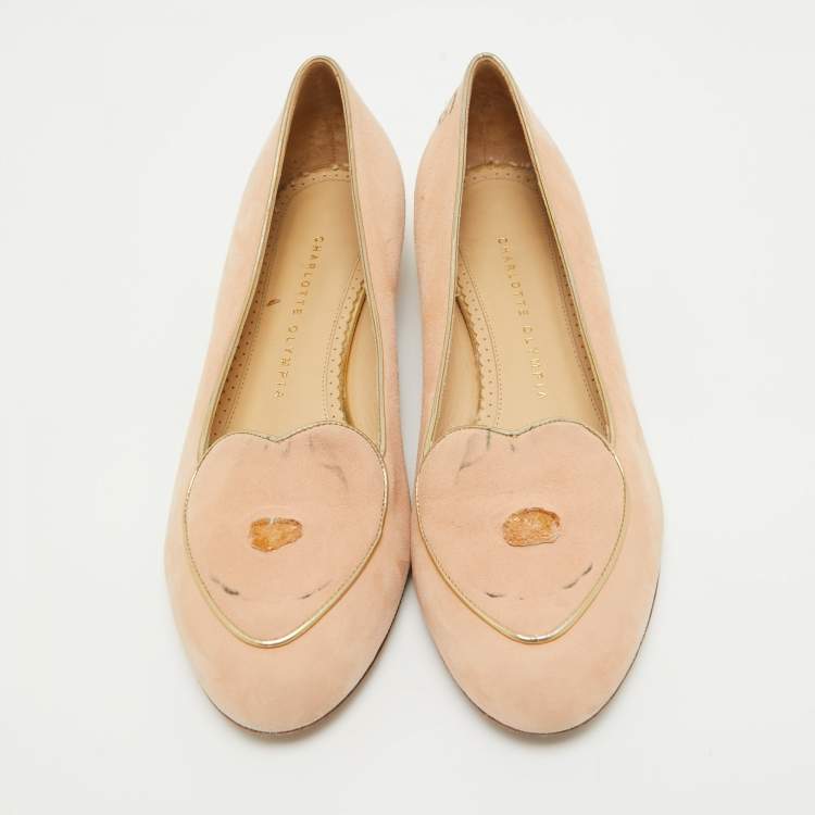 Pre Owned Charlotte Olympia Pink Suede Cancer Smoking Slippers Size 39