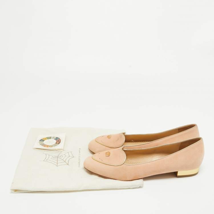 Pre Owned Charlotte Olympia Pink Suede Cancer Smoking Slippers Size 39