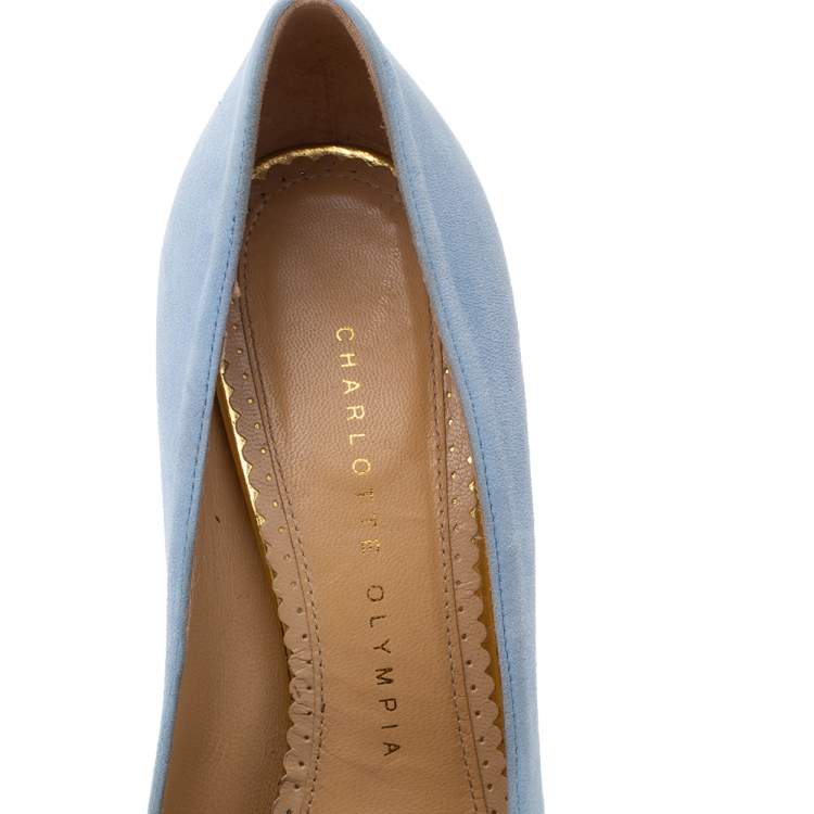 Pre Owned Charlotte Olympia Light Blue Suede Dolly Platform Pumps Size 36