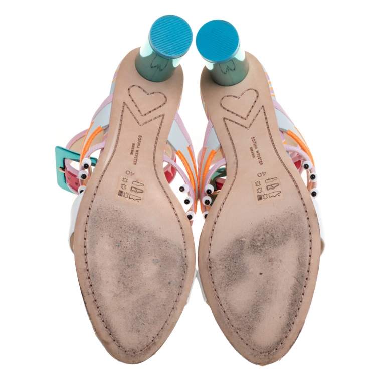 Pre Owned Charlotte Olympia Multicolor Leather Beaded Sandals Size 40