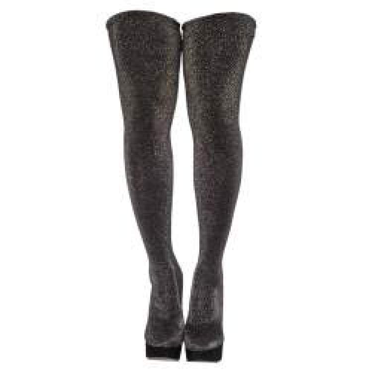 Pre Owned Charlotte Olympia Glitter Stretch Fabric Stocking Thigh High Boots Size 38