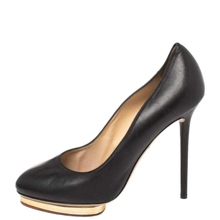 Pre Owned Charlotte Olympia Black Dolly Platform Pumps Size 39.5