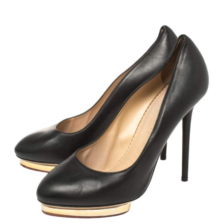 Pre Owned Charlotte Olympia Black Dolly Platform Pumps Size 39.5