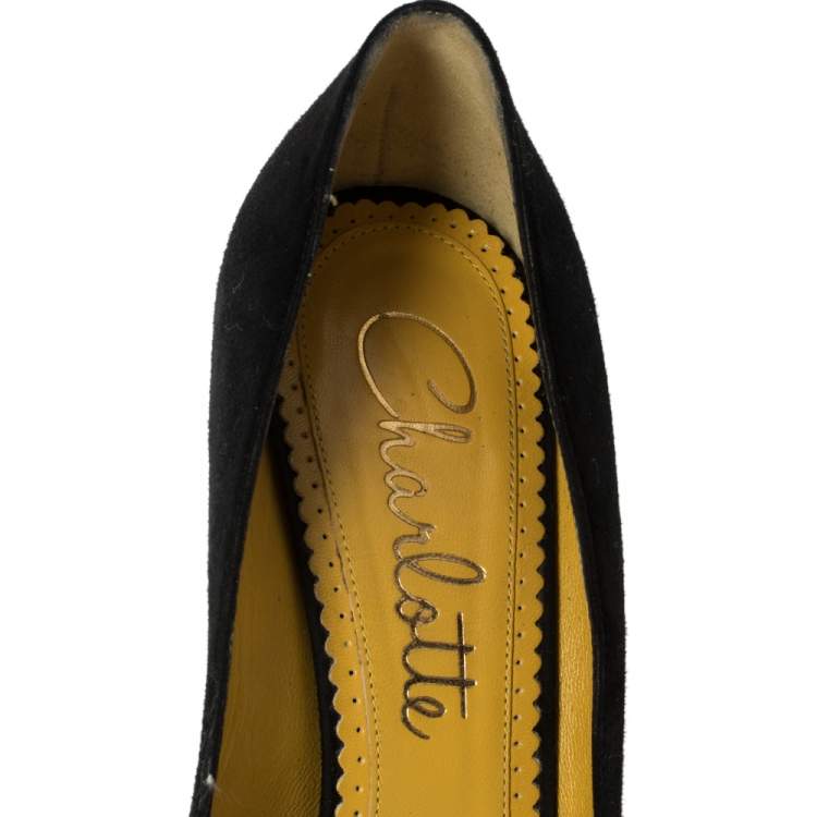 Pre Owned Charlotte Olympia Suede Gold Sculptured Heel Objets D'Art Pumps Size 39