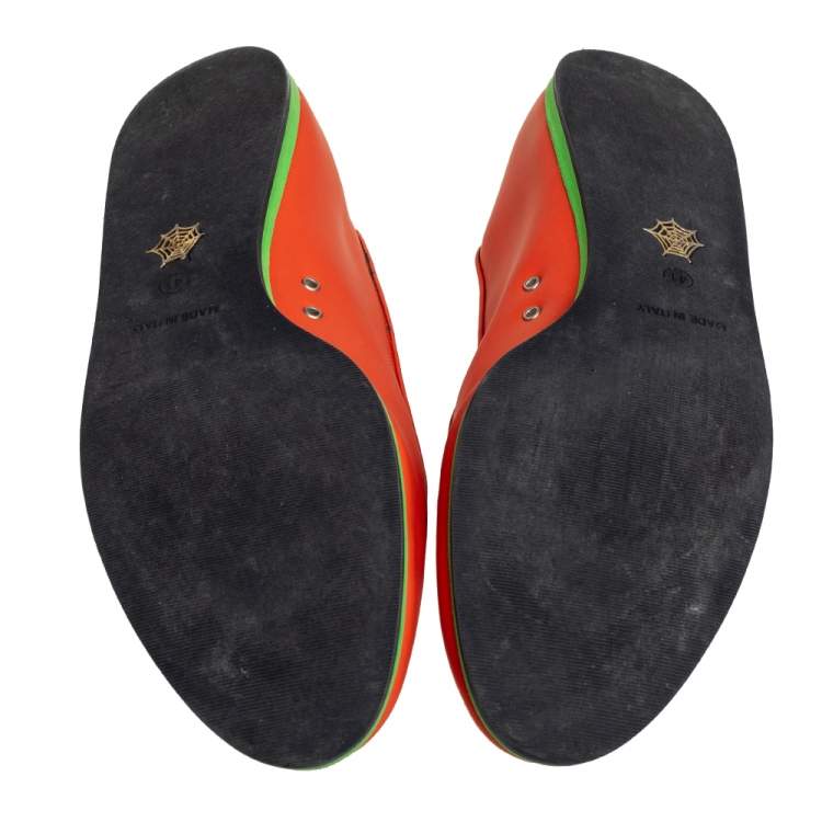 Pre Owned Charlotte Olympia Orange Rubber Kitty Flats Size 41